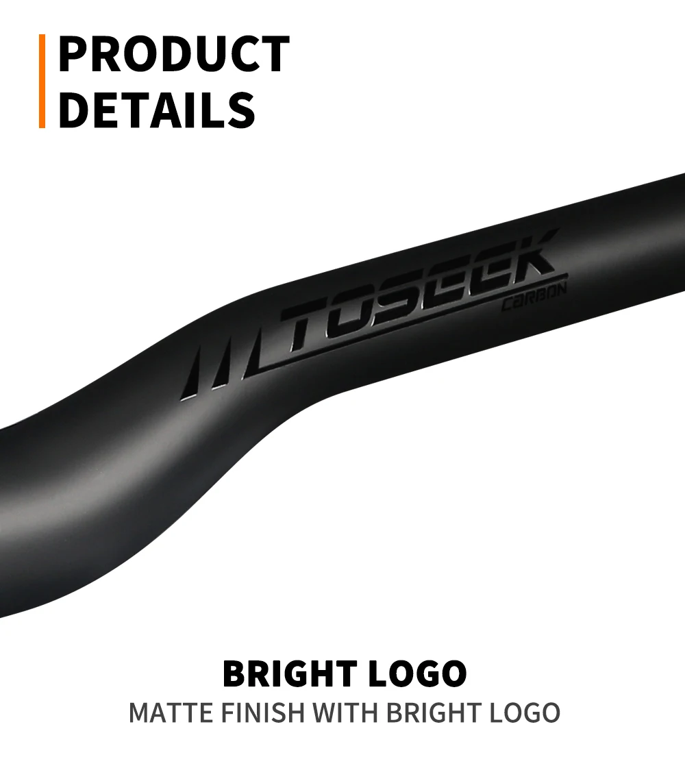TOSEEK Carbon Handlebar for Stem 25.4mm Handle Bar Folding MTB Kids' Bike Parts Bicycle Bars Matt Black