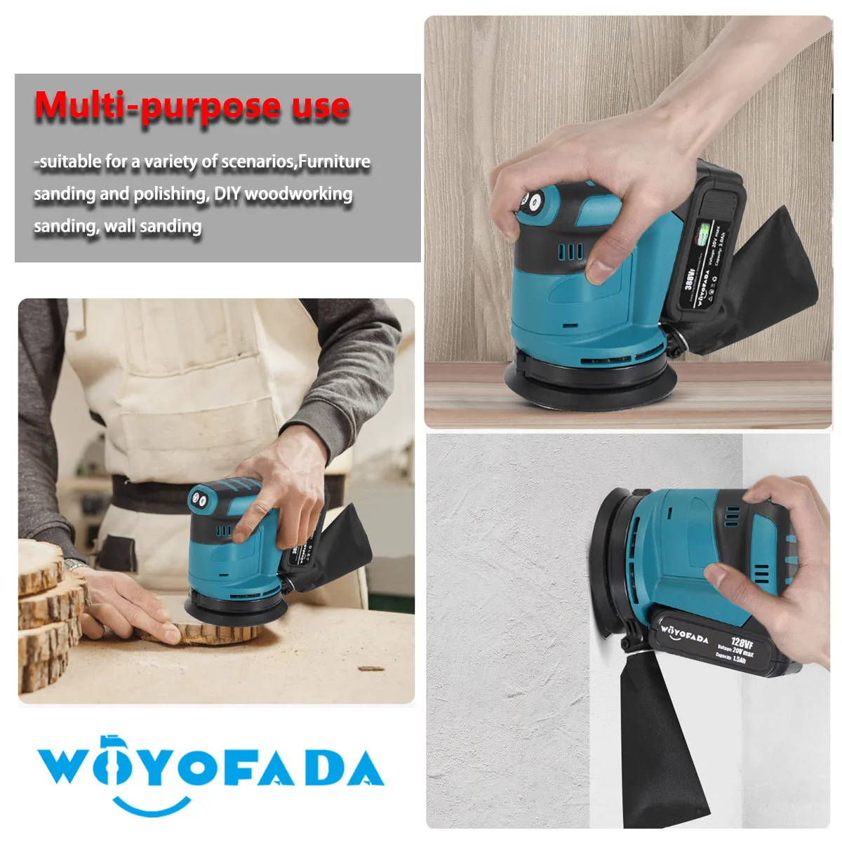 3 Speed Random Orbit Electric Sander 125mm Sandpaper Wood Grinder Polishing Machine Sander Power Tools For Makita 18V Battery