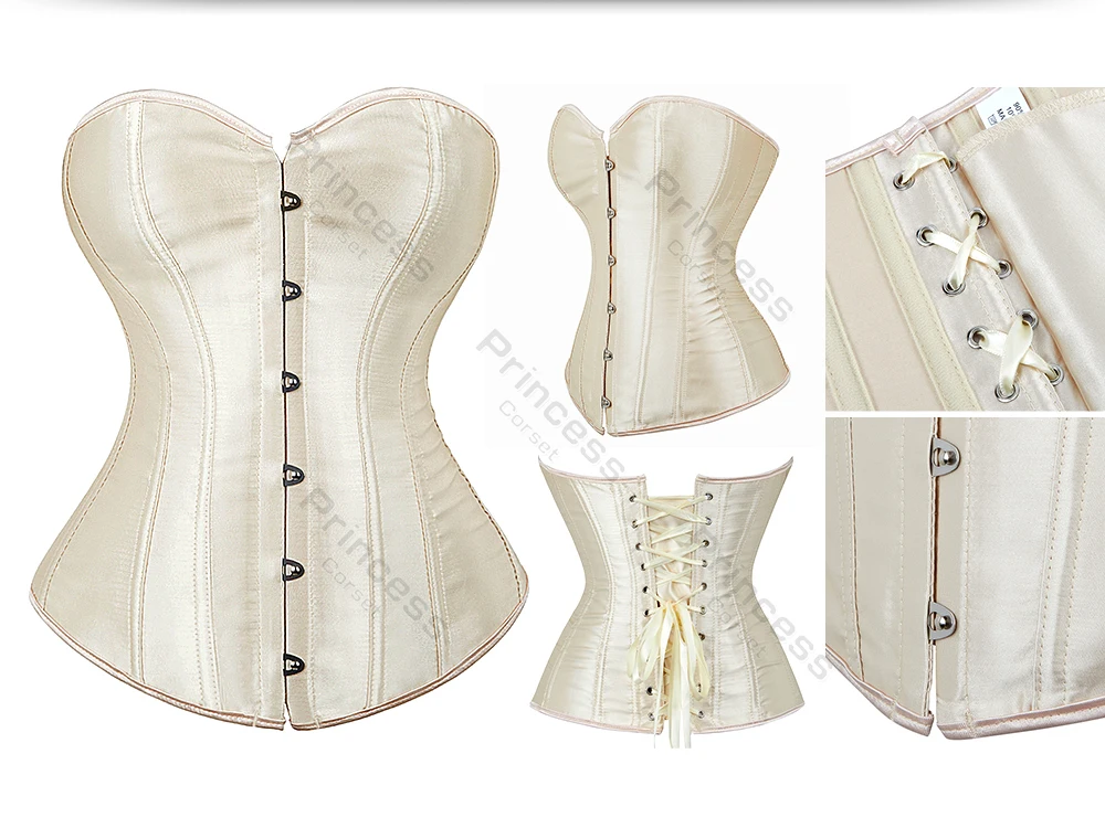 Sexy Corset Bustier Lace Up for Women Pink Victorian Corset Top Plus Size Vintage Satin Corset Overbust Black Blue Red Gold
