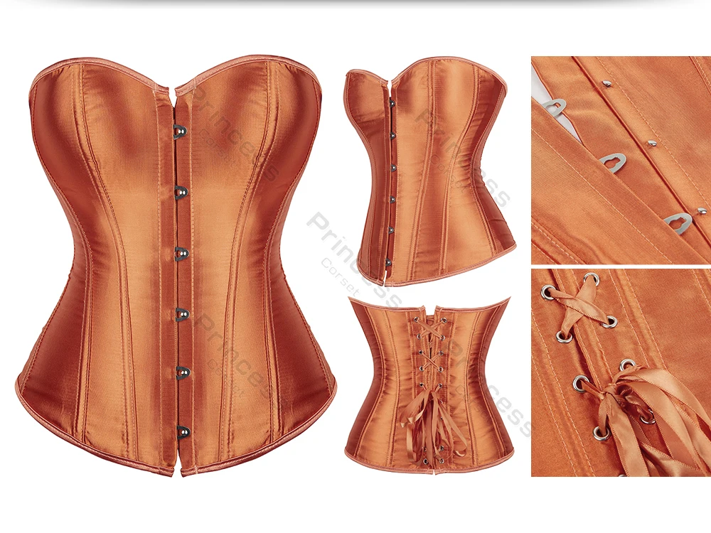 Sexy Corset Bustier Lace Up for Women Pink Victorian Corset Top Plus Size Vintage Satin Corset Overbust Black Blue Red Gold