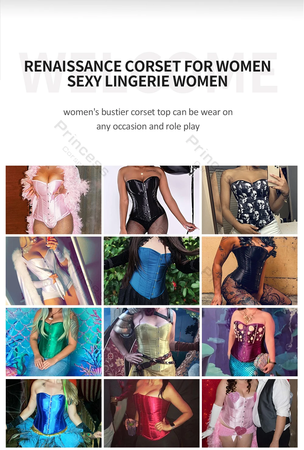 Sexy Corset Bustier Lace Up for Women Pink Victorian Corset Top Plus Size Vintage Satin Corset Overbust Black Blue Red Gold