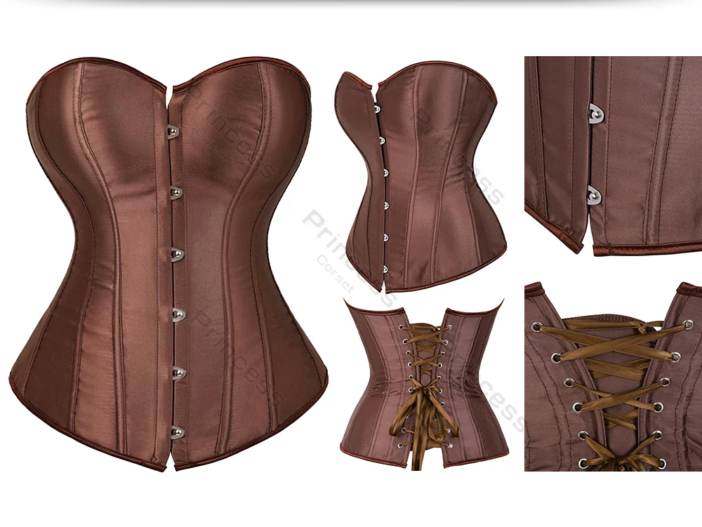 Sexy Corset Bustier Lace Up for Women Pink Victorian Corset Top Plus Size Vintage Satin Corset Overbust Black Blue Red Gold
