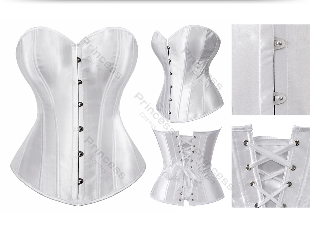 Sexy Corset Bustier Lace Up for Women Pink Victorian Corset Top Plus Size Vintage Satin Corset Overbust Black Blue Red Gold