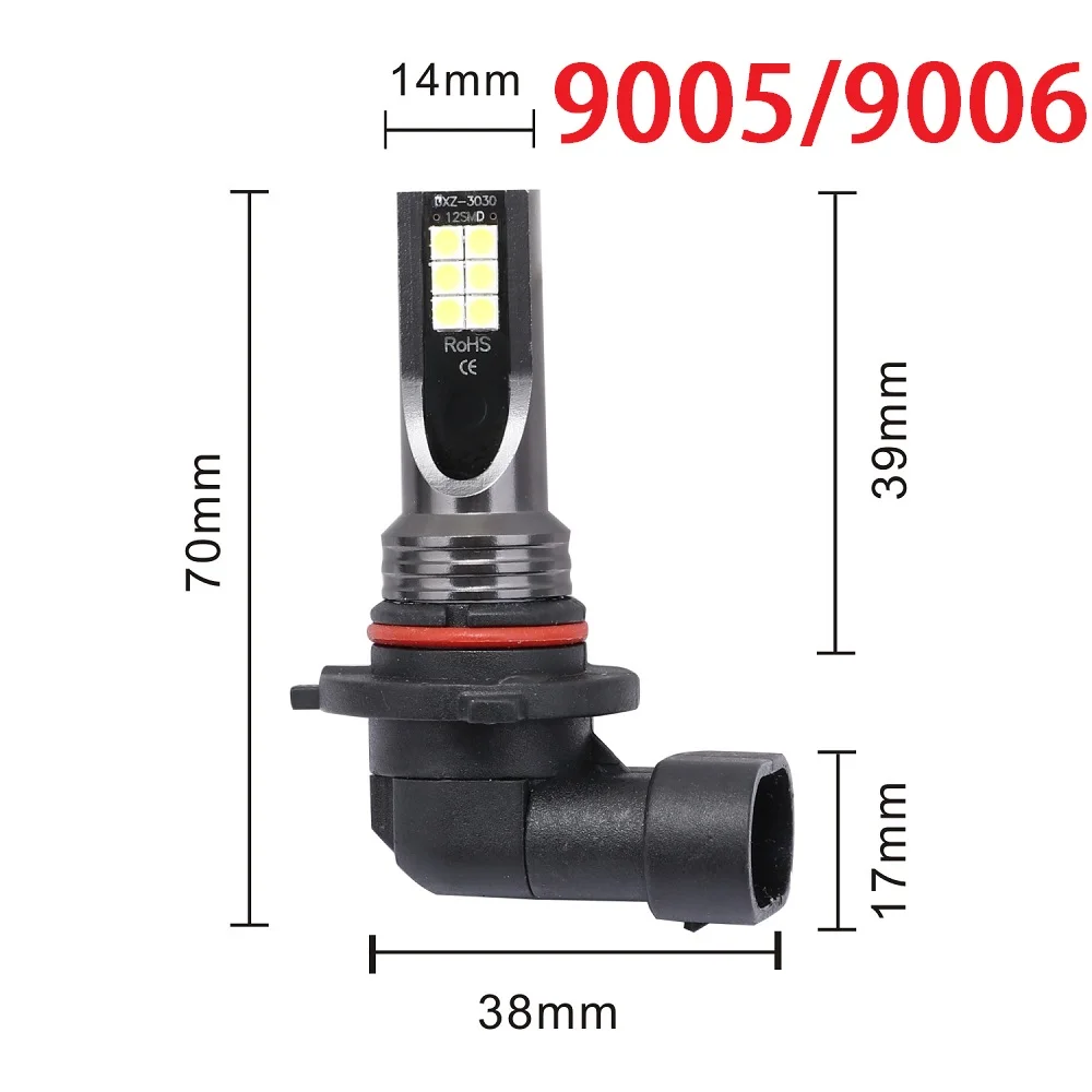 2Pcs H11 H8 H4 H7 H1 H16 H3 H10 9005 HB3 9006 HB4 LED Car Fog Lights 6000K Headlight Bulbs 3000K 12000K 4300K Auto Fog Lamp