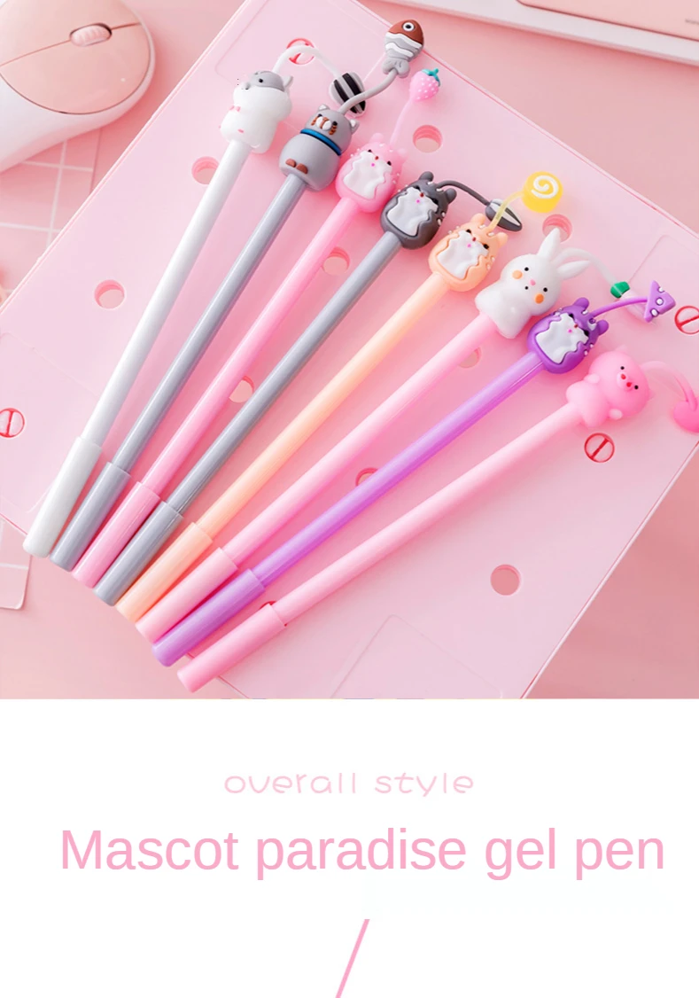 20Pcs/Lot Kawaii Cat Pig Rabbit Mouse Gel Pens Cute Animal Black Gel Ink Pen Student School Stationery Office Supplies Gift