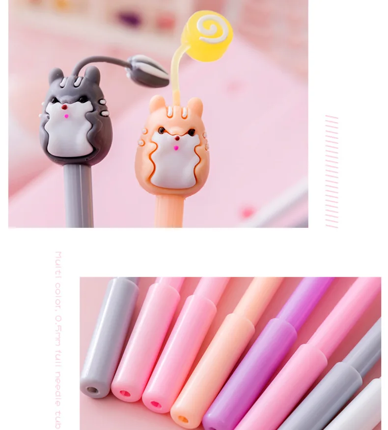 20Pcs/Lot Kawaii Cat Pig Rabbit Mouse Gel Pens Cute Animal Black Gel Ink Pen Student School Stationery Office Supplies Gift