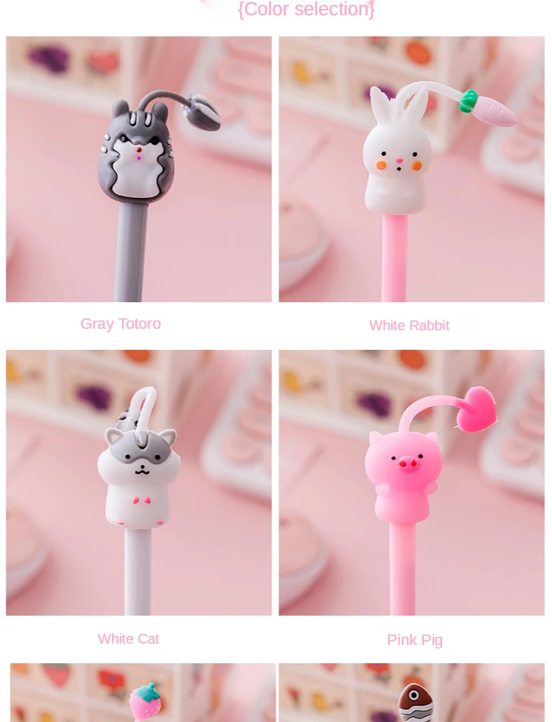 20Pcs/Lot Kawaii Cat Pig Rabbit Mouse Gel Pens Cute Animal Black Gel Ink Pen Student School Stationery Office Supplies Gift