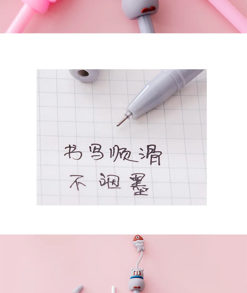 20Pcs/Lot Kawaii Cat Pig Rabbit Mouse Gel Pens Cute Animal Black Gel Ink Pen Student School Stationery Office Supplies Gift