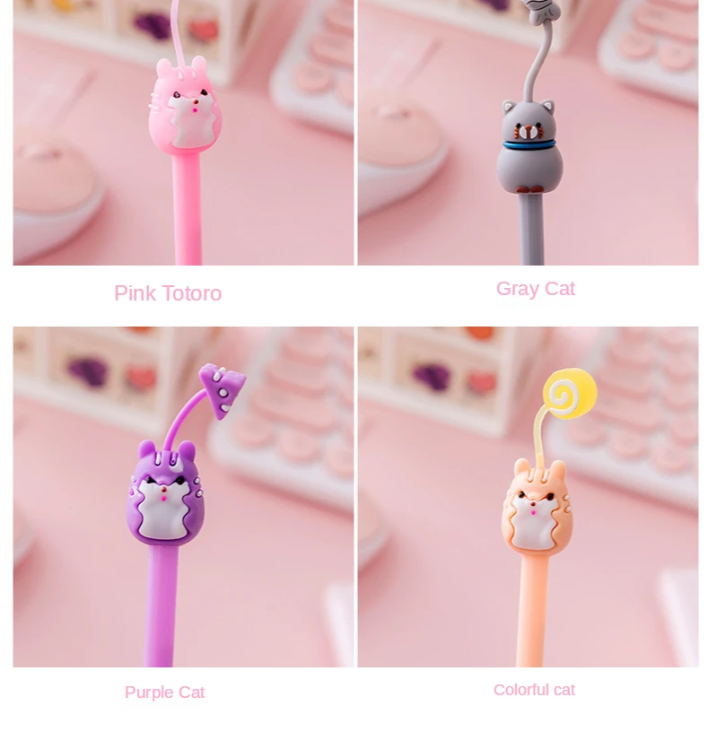 20Pcs/Lot Kawaii Cat Pig Rabbit Mouse Gel Pens Cute Animal Black Gel Ink Pen Student School Stationery Office Supplies Gift