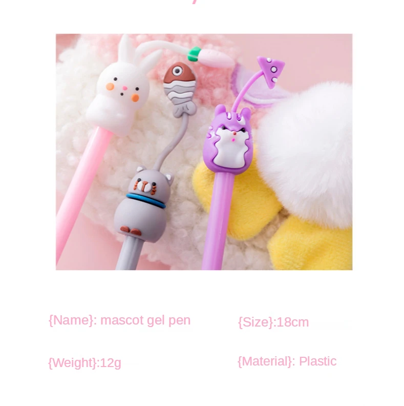 20Pcs/Lot Kawaii Cat Pig Rabbit Mouse Gel Pens Cute Animal Black Gel Ink Pen Student School Stationery Office Supplies Gift