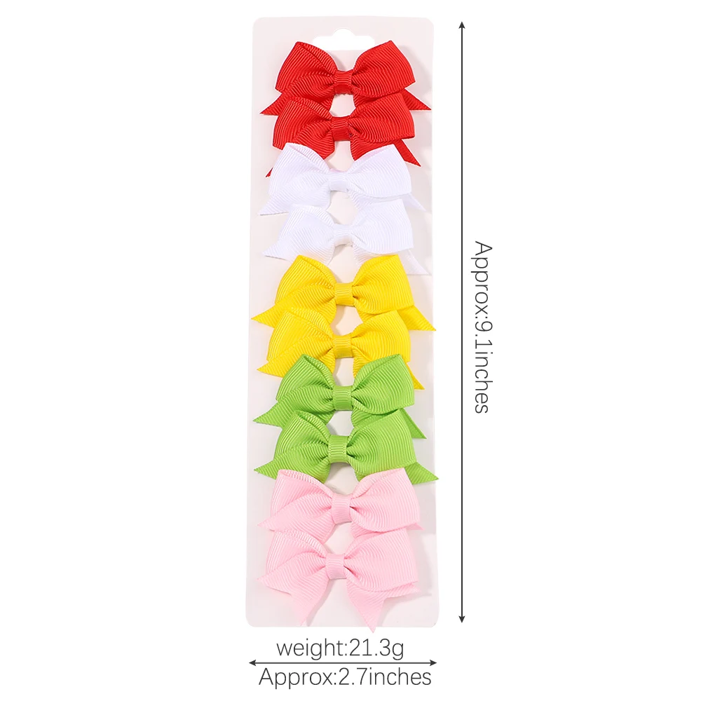 10Pcs/Set New Solid Ribbon Bowknot Hair Clips For Cute Baby Girls Handmade Bows Hairpin Barrettes Headwear Kids Hair Accessories