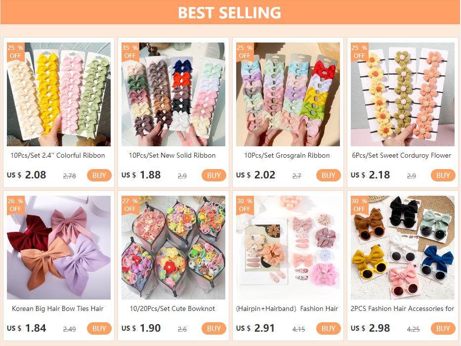 10Pcs/Set New Solid Ribbon Bowknot Hair Clips For Cute Baby Girls Handmade Bows Hairpin Barrettes Headwear Kids Hair Accessories