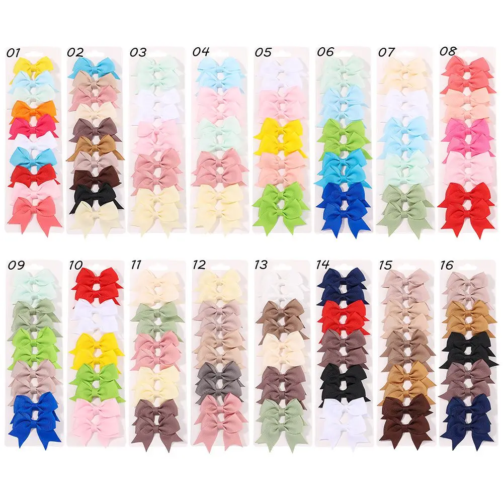 10Pcs/Set New Solid Ribbon Bowknot Hair Clips For Cute Baby Girls Handmade Bows Hairpin Barrettes Headwear Kids Hair Accessories