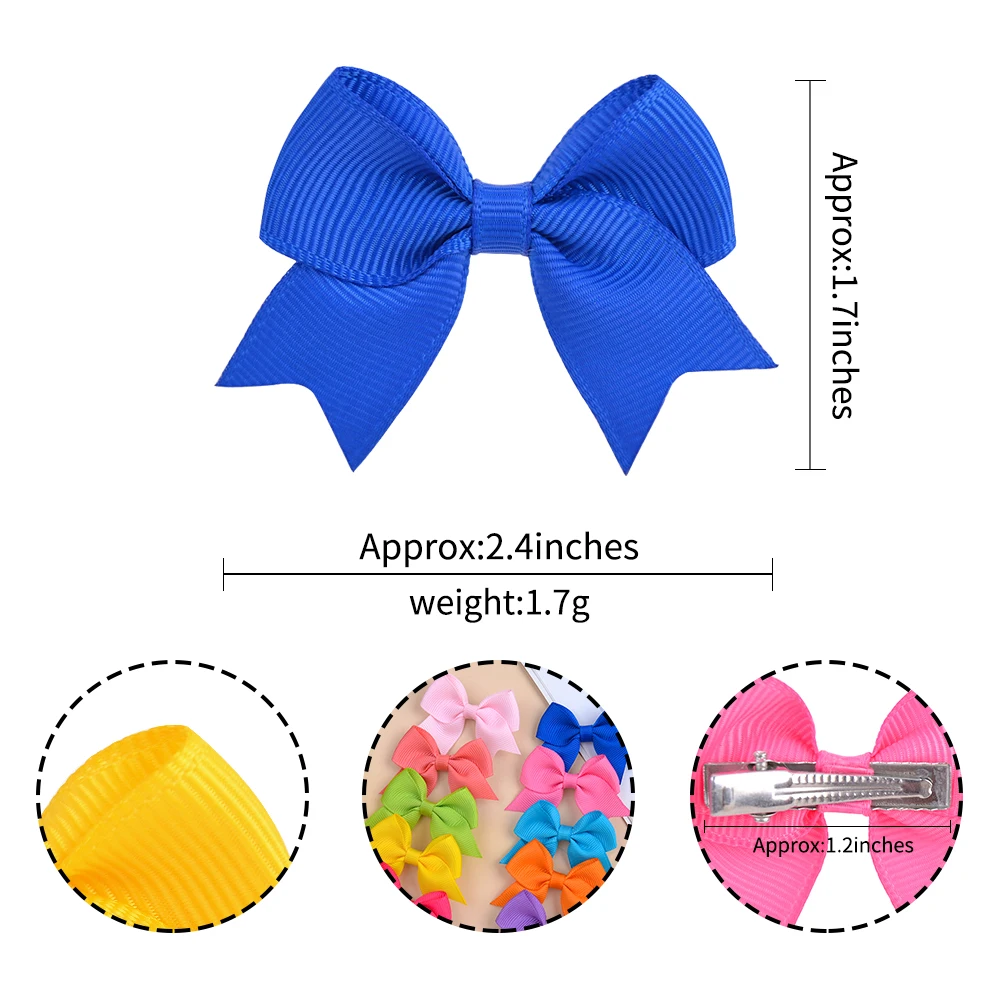 10Pcs/Set New Solid Ribbon Bowknot Hair Clips For Cute Baby Girls Handmade Bows Hairpin Barrettes Headwear Kids Hair Accessories