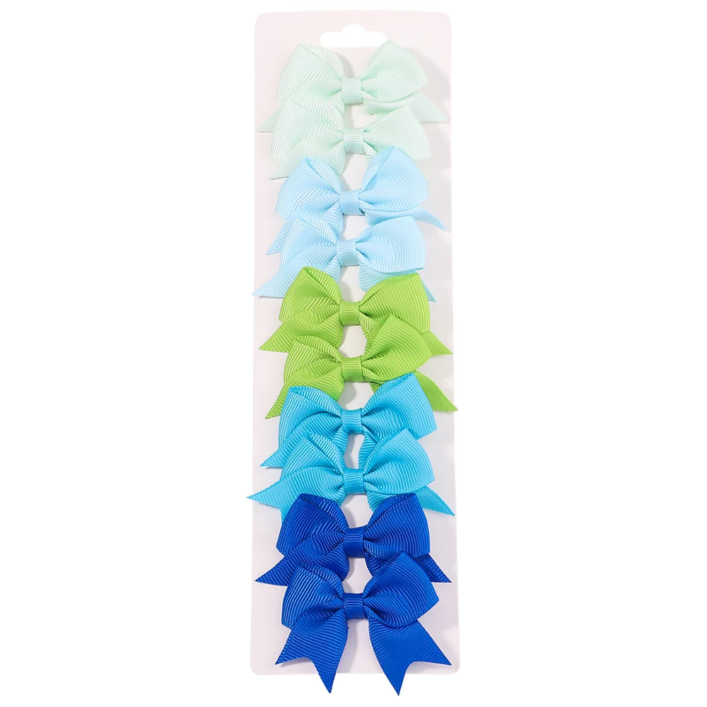 10Pcs/Set New Solid Ribbon Bowknot Hair Clips For Cute Baby Girls Handmade Bows Hairpin Barrettes Headwear Kids Hair Accessories