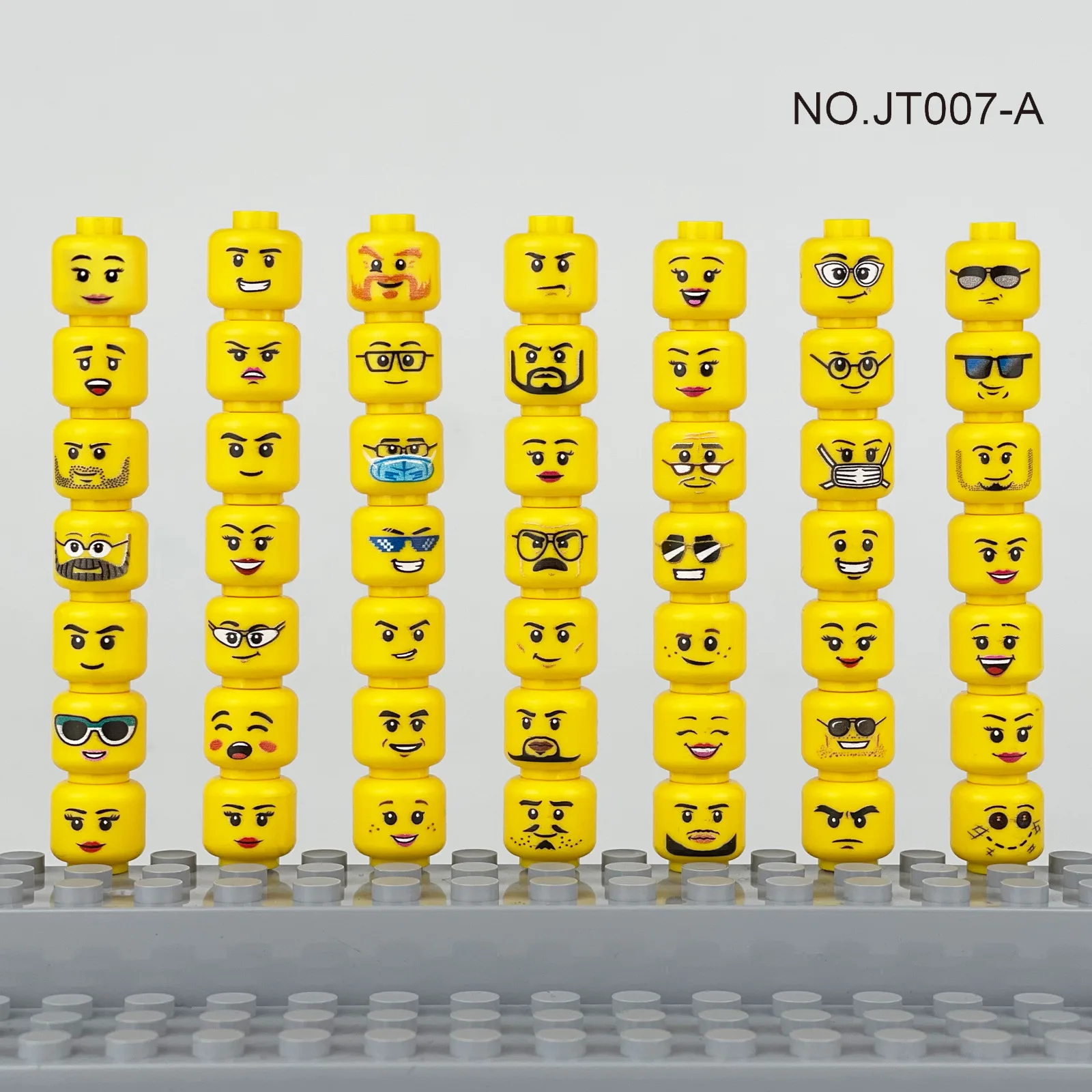56pcs/lot Figure Head Faces Creative Laugh Cry Cute Facial Expression DIY Bricks Building Blocks Model Kids Toys Boy Girl Gift