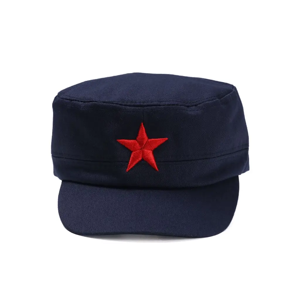 Unisex Cotton Men Cap Spring Summer Beach Outdoor Street Street Cool Church Sunhat Flat Top Hat With Red Star Dropshipping