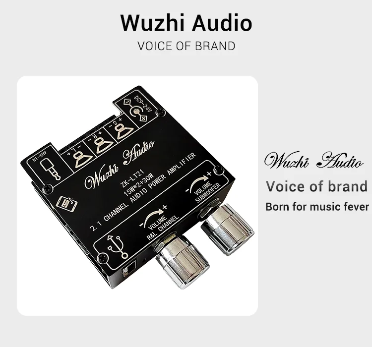 Mini Bluetooth 5.1 DC 9-24V Audio Digital Power Amplifier Board Module 2.1 Channel 2.0 Stereo Dual Channel 30W*2 15W*2+30W