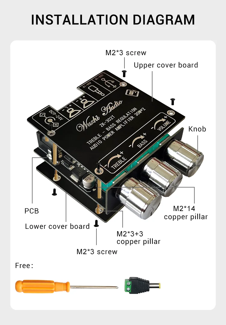 Mini Bluetooth 5.1 DC 9-24V Audio Digital Power Amplifier Board Module 2.1 Channel 2.0 Stereo Dual Channel 30W*2 15W*2+30W
