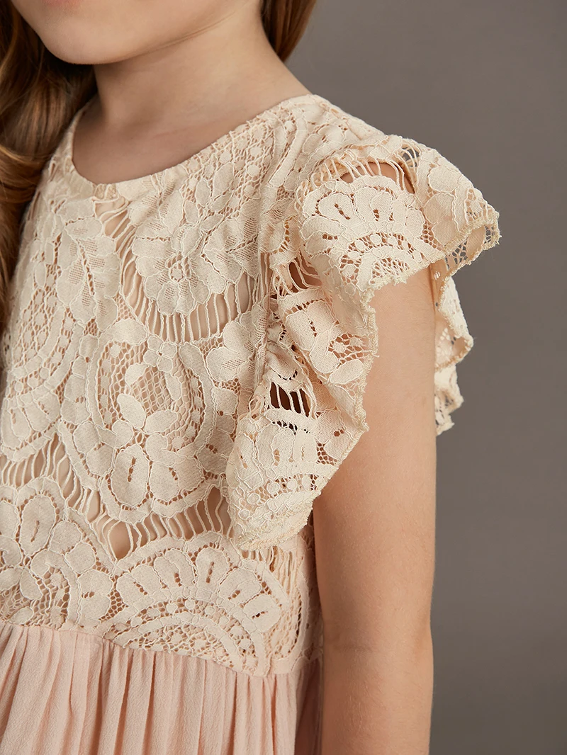 Summer Girls Lace Cotton Bohemia Long Dresses Baby Kids Flower Wedding Princess Party Dress Vestidos Costume Children Clothing
