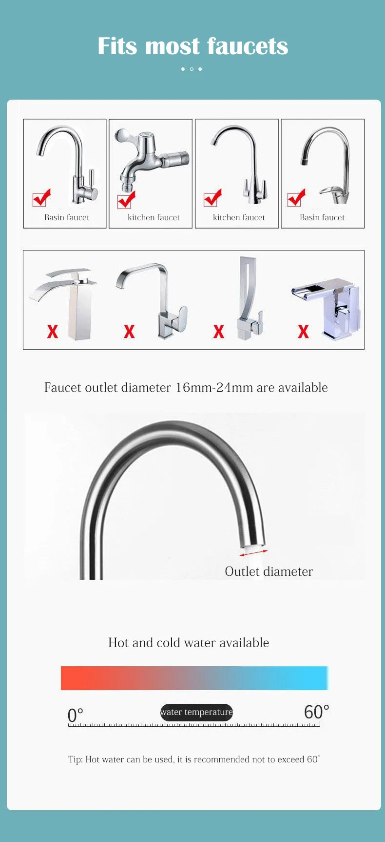 Kitchen Faucet Household Water Saving Nozzle Adapter 360 Swivel Retractable Tap Filter Splash-proof Shower Head Sink Accessories