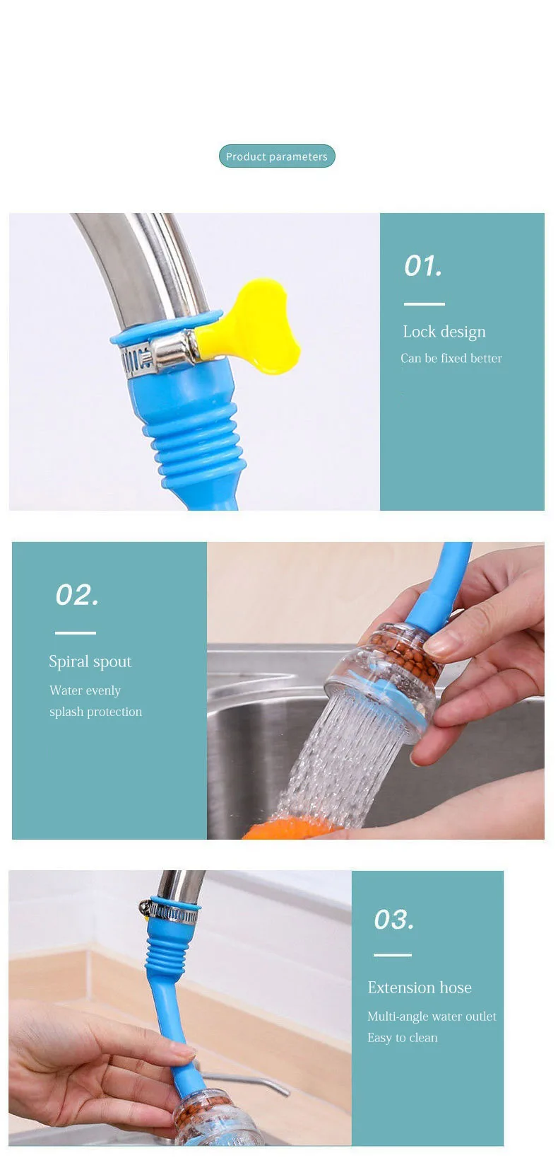 Kitchen Faucet Household Water Saving Nozzle Adapter 360 Swivel Retractable Tap Filter Splash-proof Shower Head Sink Accessories
