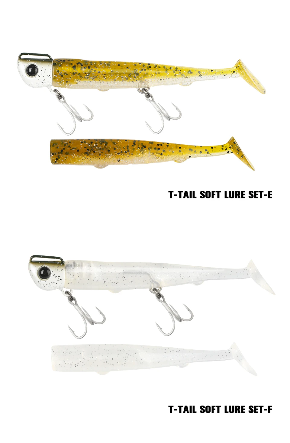 TSURINOYA 110mm 35g Long Casting Jig Head T Tail Soft Lure Set 2pcs Tail Flounder Seabass Fishing Lure Sinking Large Baits