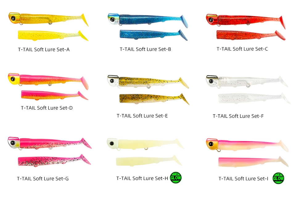 TSURINOYA 110mm 35g Long Casting Jig Head T Tail Soft Lure Set 2pcs Tail Flounder Seabass Fishing Lure Sinking Large Baits