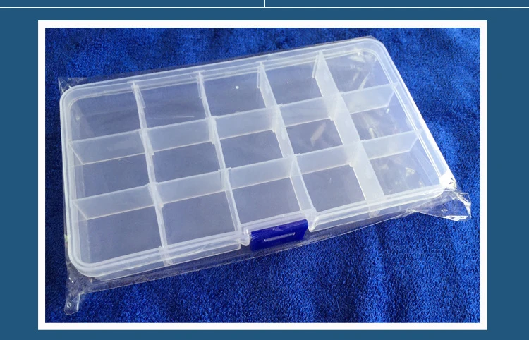 15 Grids Transparent Plastic Storage Organizer Compartment Adjustable Container Box For Jewelry Button Rectangle Box Case