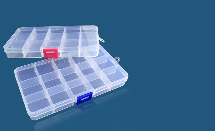 15 Grids Transparent Plastic Storage Organizer Compartment Adjustable Container Box For Jewelry Button Rectangle Box Case