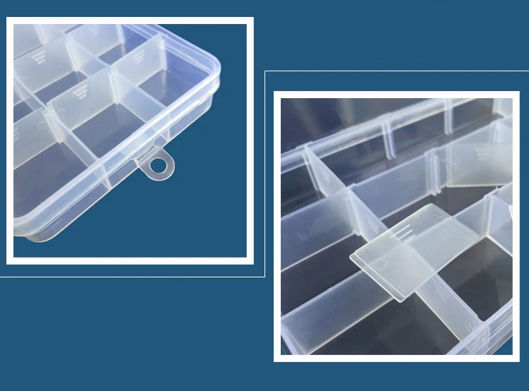 15 Grids Transparent Plastic Storage Organizer Compartment Adjustable Container Box For Jewelry Button Rectangle Box Case