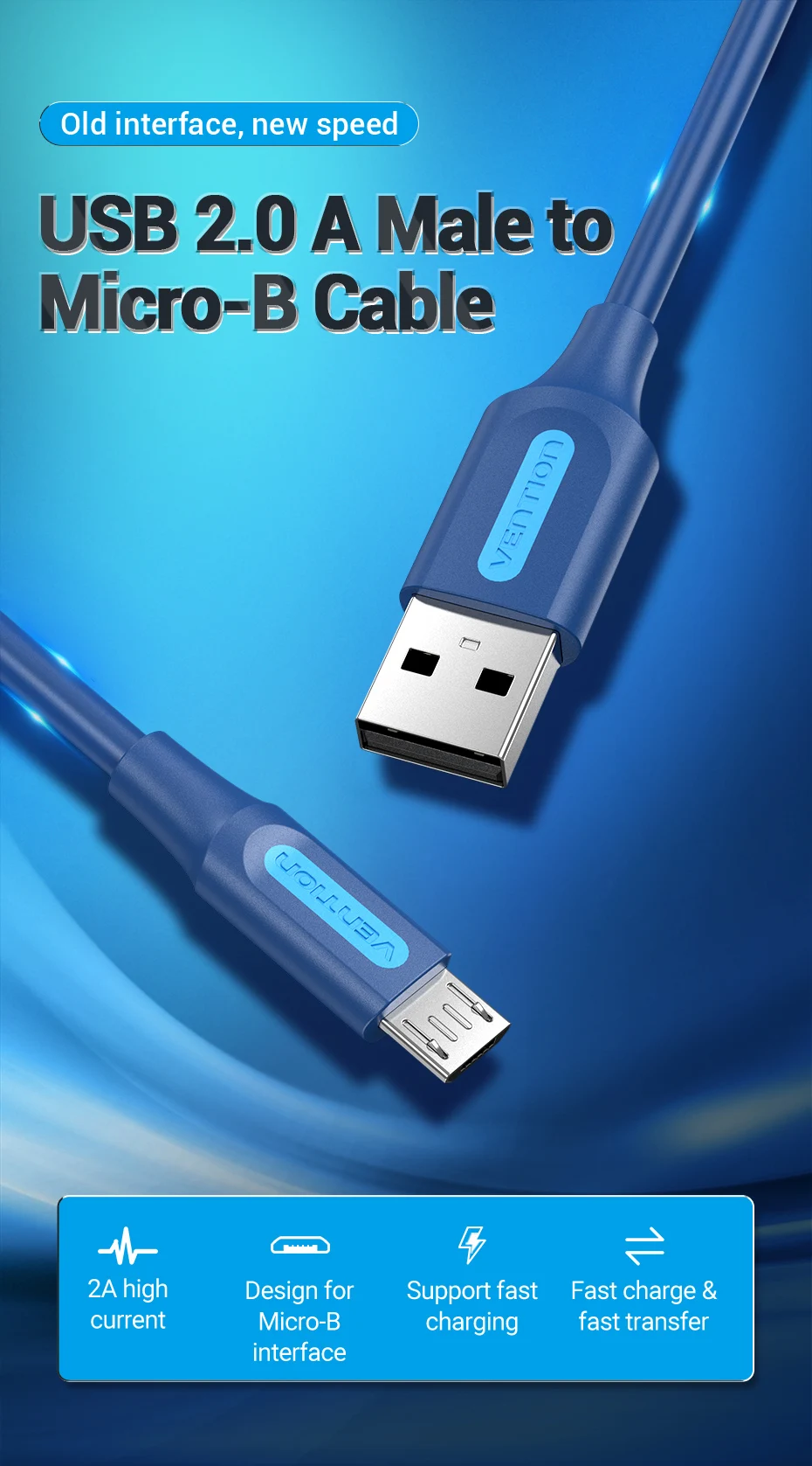 Vention Micro USB Cable 3A Fast Charging Wire for Android Tablet Mobile Phone Cord for Samsung Xiaomi HTC USB Charger Data Cable