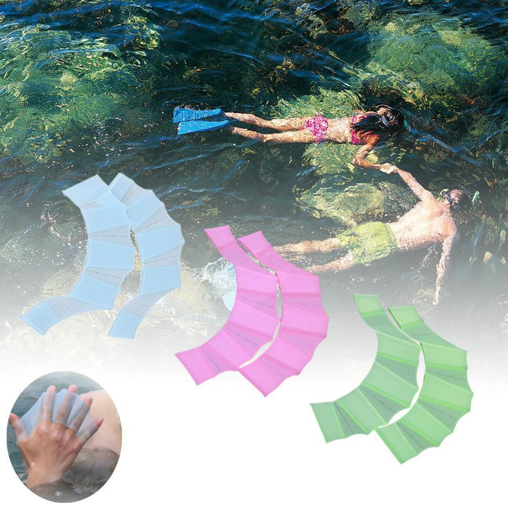 1Pair Unisex Frog Type Silicone Girdles Swimming Hand Fins Finger Webbed Gloves Paddle Water Sports Frog Claw Swimming Equipment
