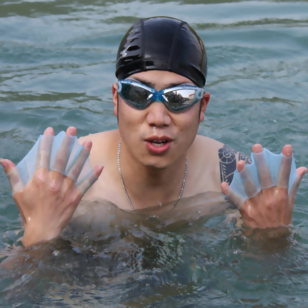 1Pair Unisex Frog Type Silicone Girdles Swimming Hand Fins Finger Webbed Gloves Paddle Water Sports Frog Claw Swimming Equipment