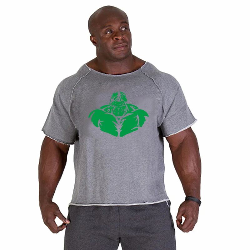 Men's T Shirts Fitness Men Bodybuilding Shirt Batwing Sleeve Rag shirt Gym Fitness Muscle Running T shirt
