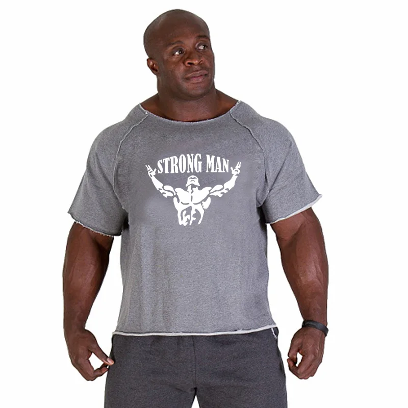 Men's T Shirts Fitness Men Bodybuilding Shirt Batwing Sleeve Rag shirt Gym Fitness Muscle Running T shirt