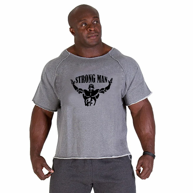 Men's T Shirts Fitness Men Bodybuilding Shirt Batwing Sleeve Rag shirt Gym Fitness Muscle Running T shirt