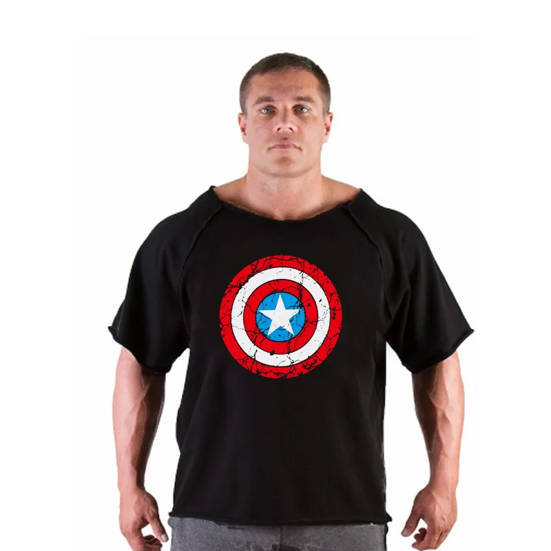 Men's T Shirts Fitness Men Bodybuilding Shirt Batwing Sleeve Rag shirt Gym Fitness Muscle Running T shirt