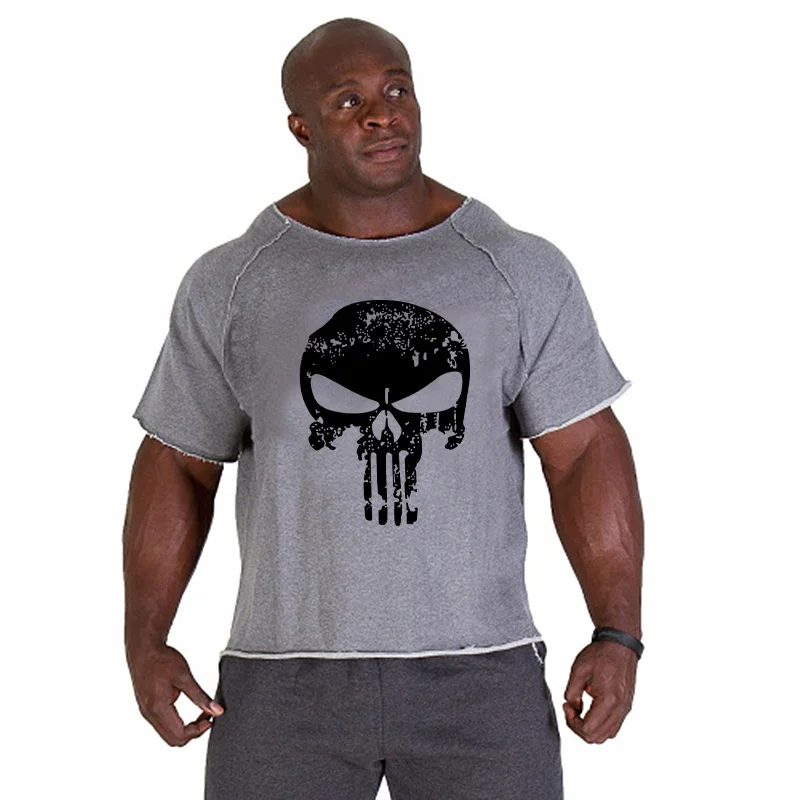 Men's T Shirts Fitness Men Bodybuilding Shirt Batwing Sleeve Rag shirt Gym Fitness Muscle Running T shirt
