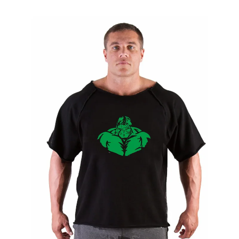 Men's T Shirts Fitness Men Bodybuilding Shirt Batwing Sleeve Rag shirt Gym Fitness Muscle Running T shirt