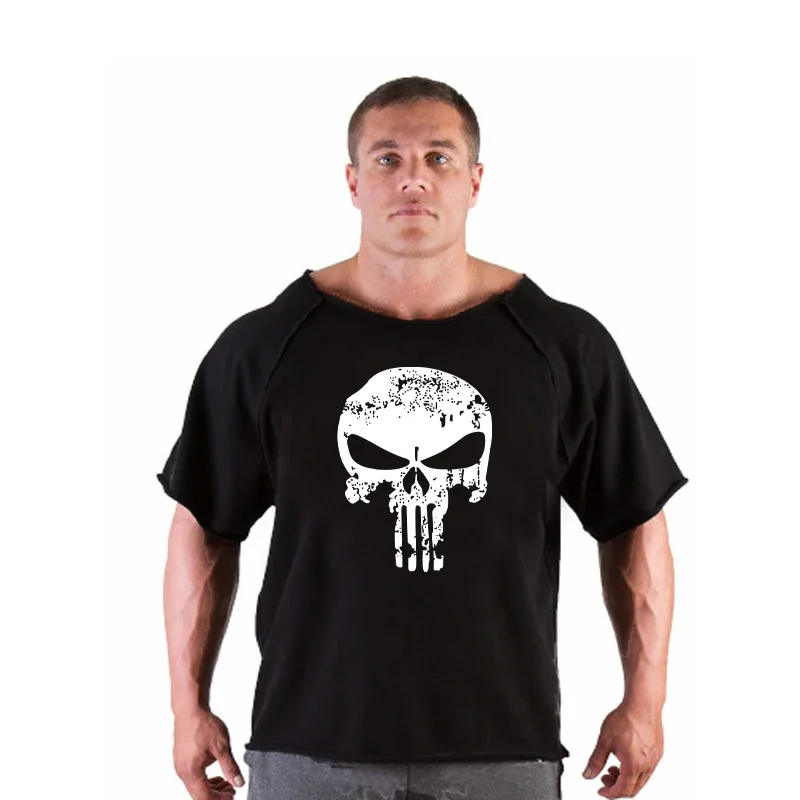 Men's T Shirts Fitness Men Bodybuilding Shirt Batwing Sleeve Rag shirt Gym Fitness Muscle Running T shirt