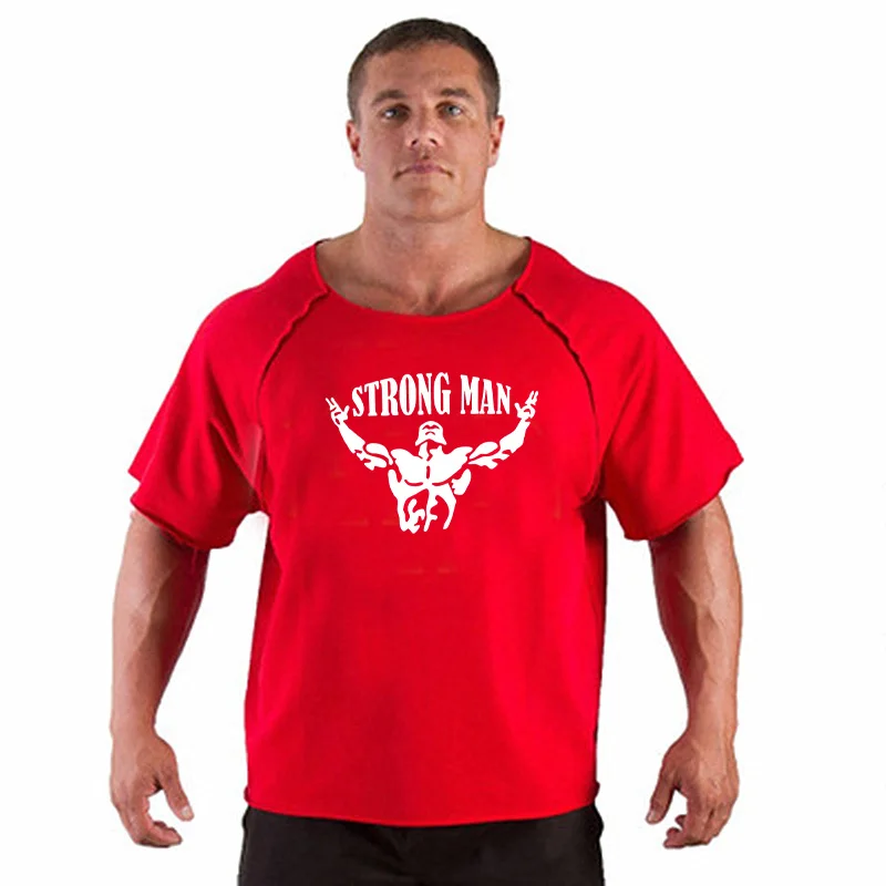 Men's T Shirts Fitness Men Bodybuilding Shirt Batwing Sleeve Rag shirt Gym Fitness Muscle Running T shirt