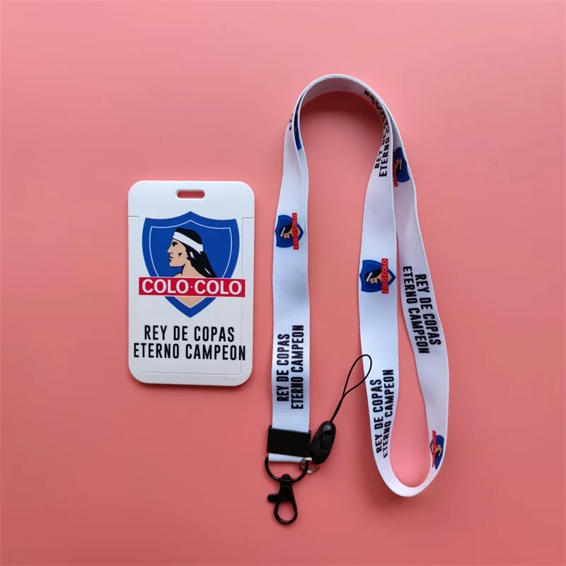 Chile Football Team Card Holder Neck Strap Keychain Bus Card Case Lanyard Men Visit Door Identity Badge Holders Students Gift