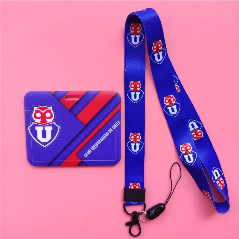 Chile Football Team Card Holder Neck Strap Keychain Bus Card Case Lanyard Men Visit Door Identity Badge Holders Students Gift