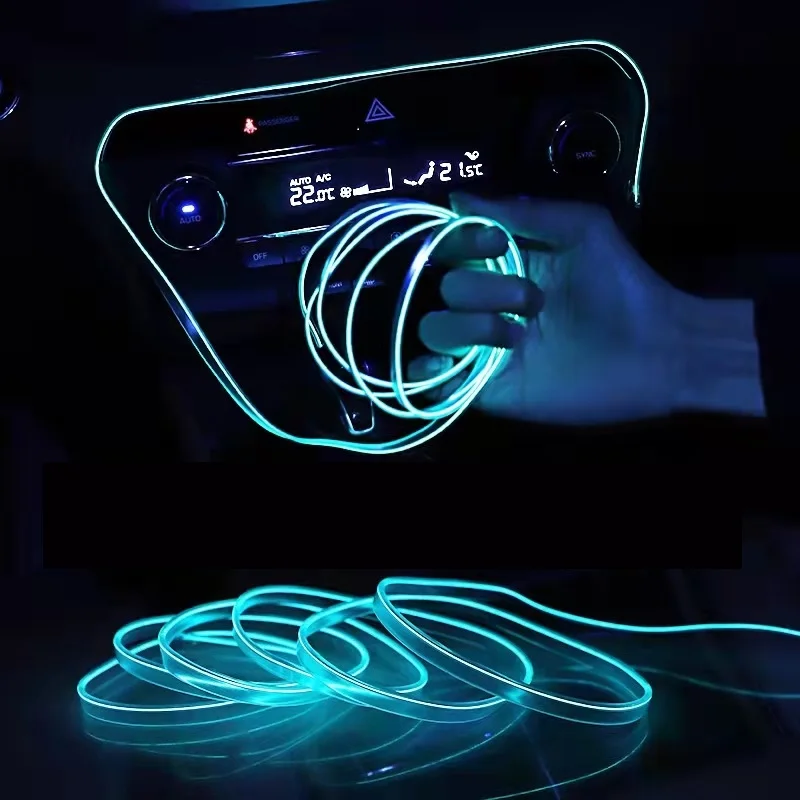 10m/3m/5m Neon LED Car Interior Lighting Strips Auto LED Strip Garland EL Wire Rope Car Decoration lamp Flexible Tube 12V