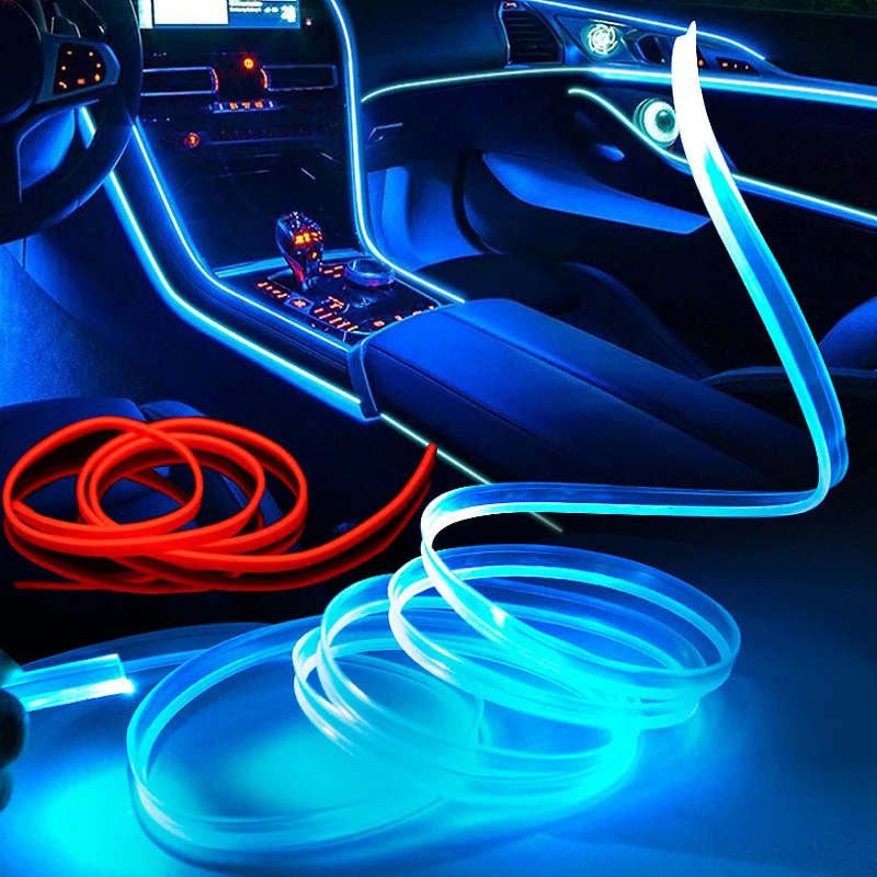 10m/3m/5m Neon LED Car Interior Lighting Strips Auto LED Strip Garland EL Wire Rope Car Decoration lamp Flexible Tube 12V