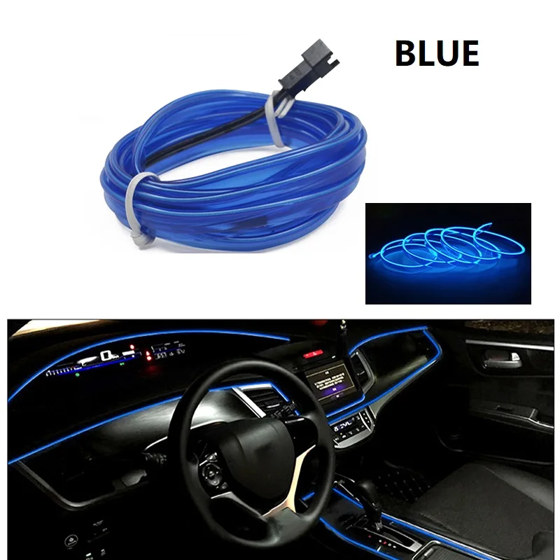 10m/3m/5m Neon LED Car Interior Lighting Strips Auto LED Strip Garland EL Wire Rope Car Decoration lamp Flexible Tube 12V