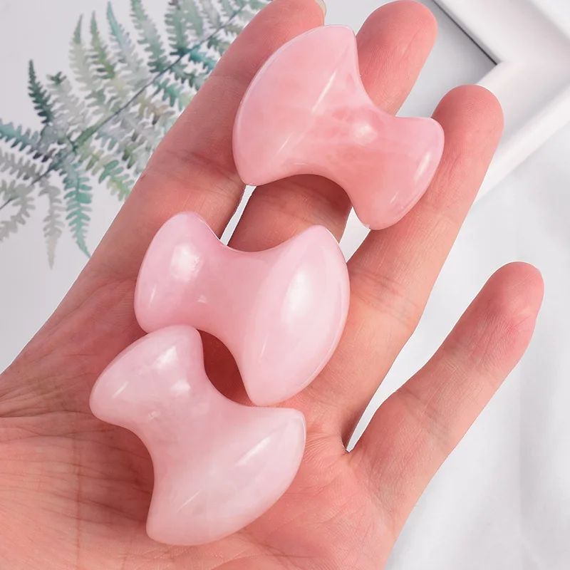 SPA Therapy Jade Roller Face Lifting Massage Wrinkle Remover Natural Rose Quartz Mushroom Shape Facial Acupuncture Gua Sha Tool