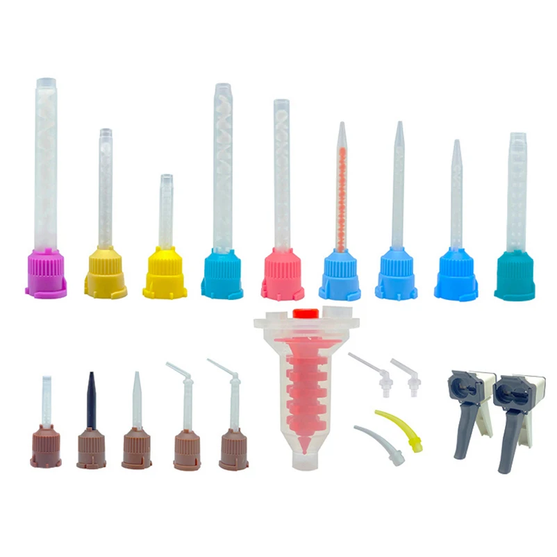 50pcs/Lot Dental Mixing Tips Impression Materials Lab Denture Laboratory Color Tubes Disposable Silicone Rubber
