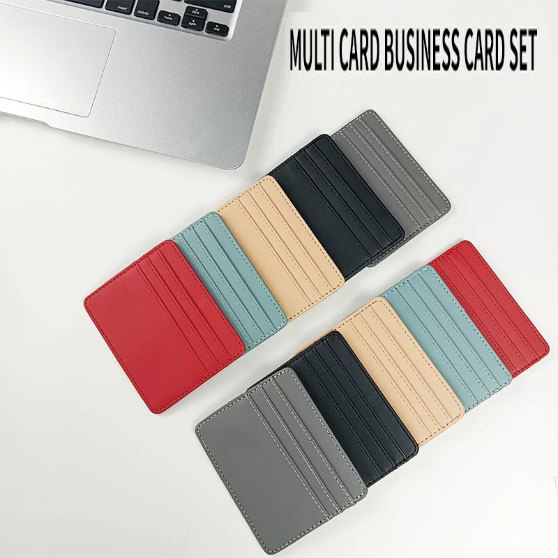 PU Leather ID Card Case - Slim Multi-Slot Holder for Bank/Credit Cards